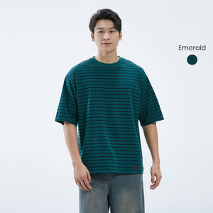 Striped Oversized Smooth Stretch Cotton Tee
