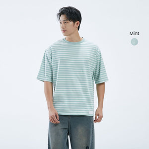Striped Oversized Smooth Stretch Cotton Tee