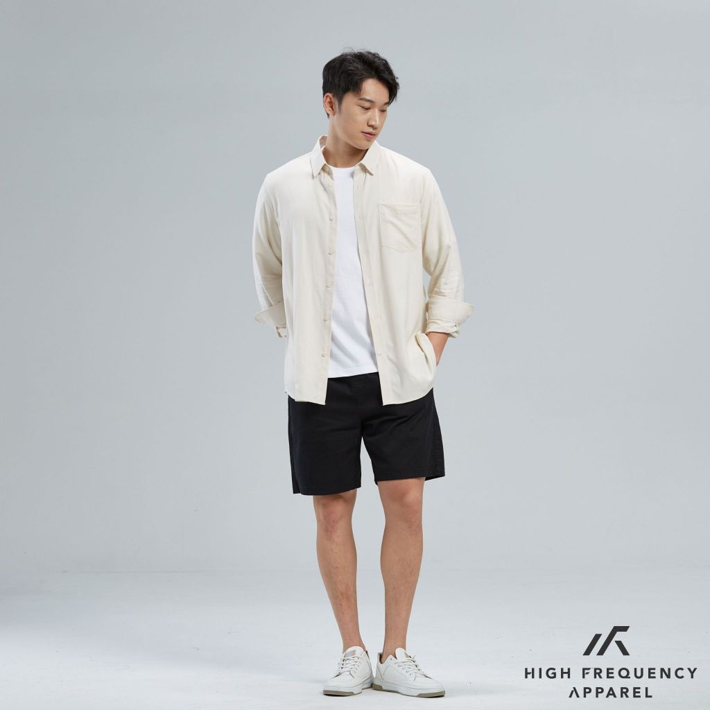 HFA Men's Linen Cotton Relaxed Fit Long Sleeve Shirt
