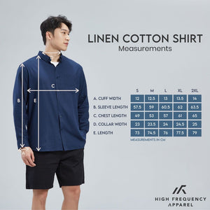 HFA Men's Linen Cotton Relaxed Fit Long Sleeve Shirt