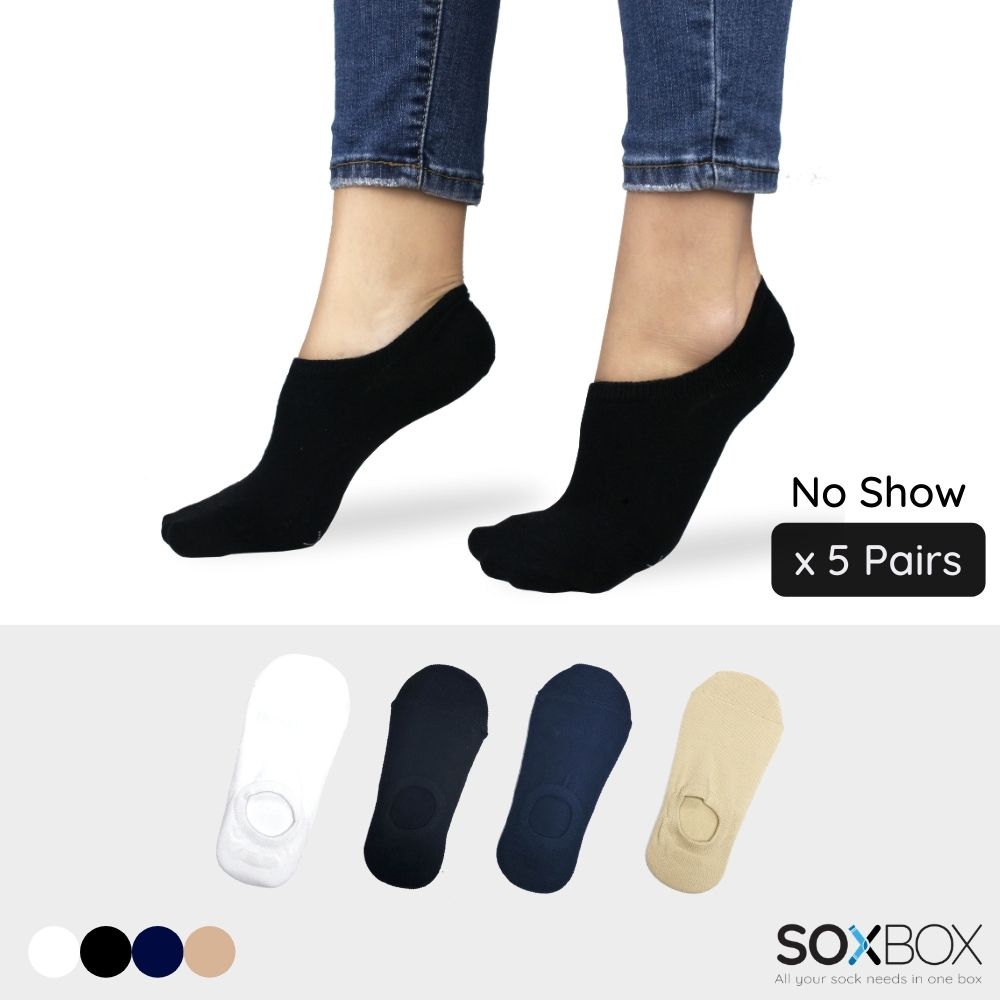 [5 Pairs] SoxBox Unisex No Show Cotton Socks