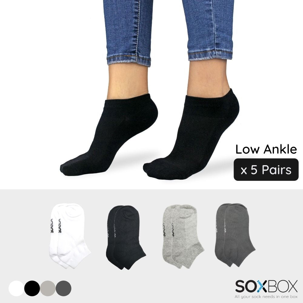 5 Pairs] SoxBox Low Ankle Unisex Cotton Comfortable Socks - HF Apparel