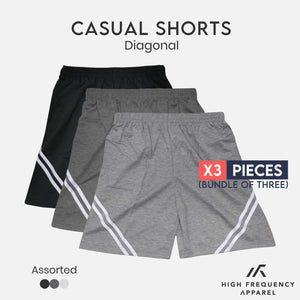 [Bundle of 3] Diagonal Unisex HF Casual Shorts
