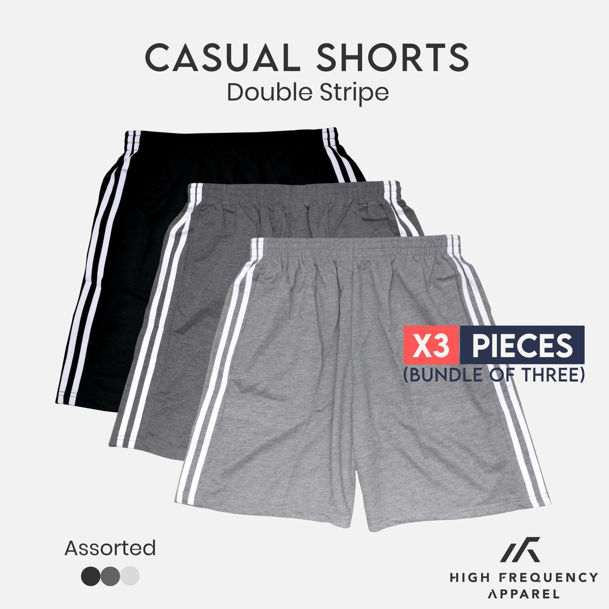 [BUNDLE OF 3] Free Size Vertical Stripes Unisex Ultra Lightweight Shorts