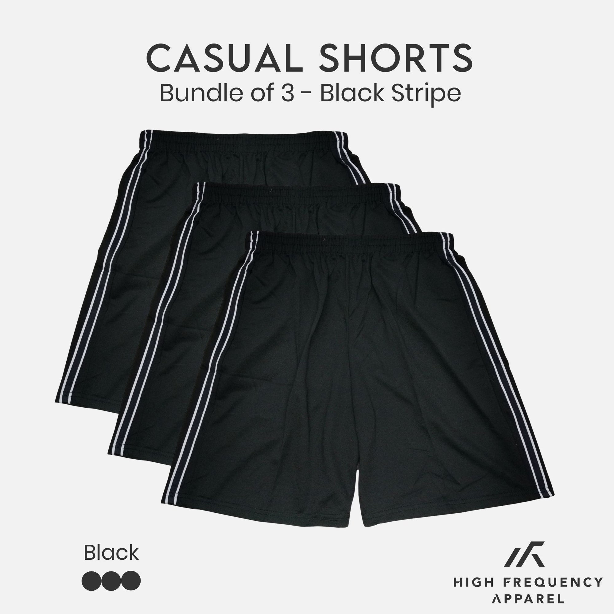 [BUNDLE OF 3] Free Size Black Vertical Stripes Unisex Ultra Lightweight Shorts