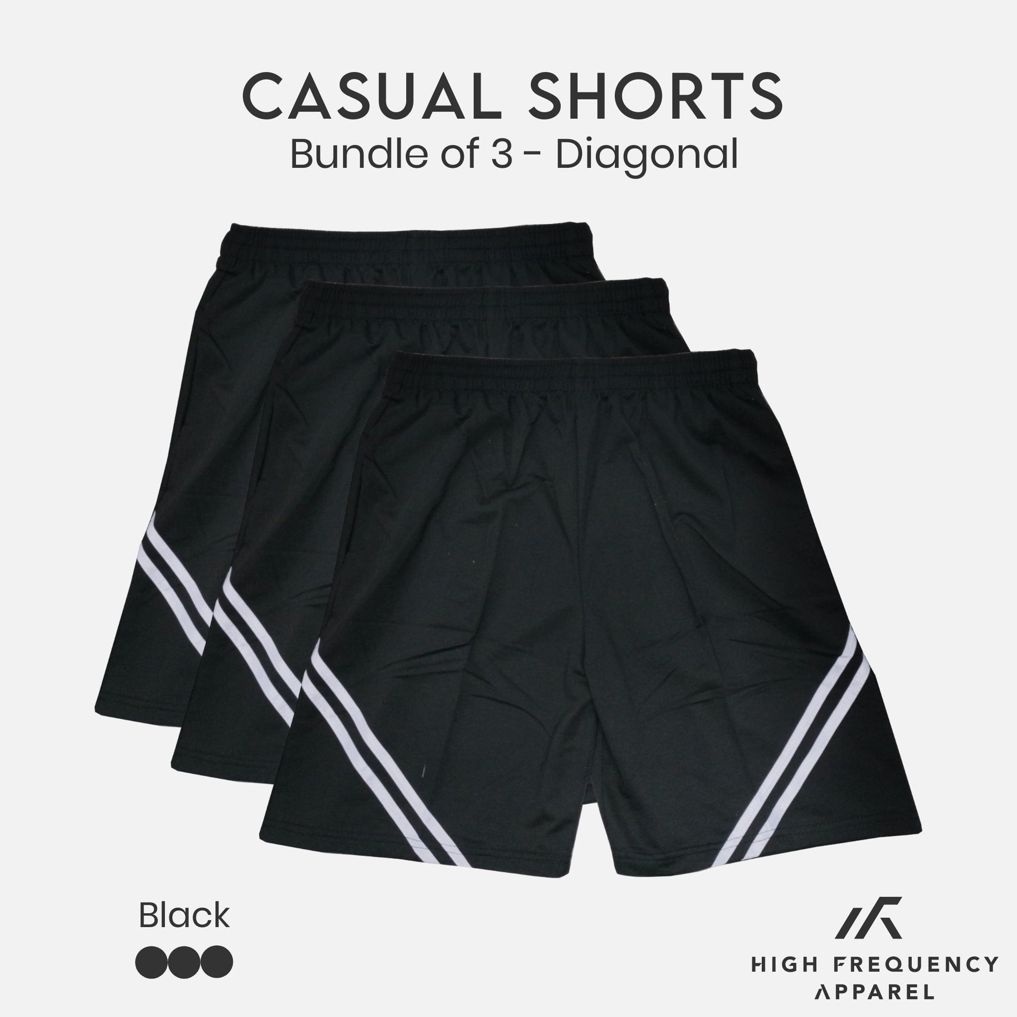 [Bundle of 3] Diagonal Unisex HF Casual Shorts