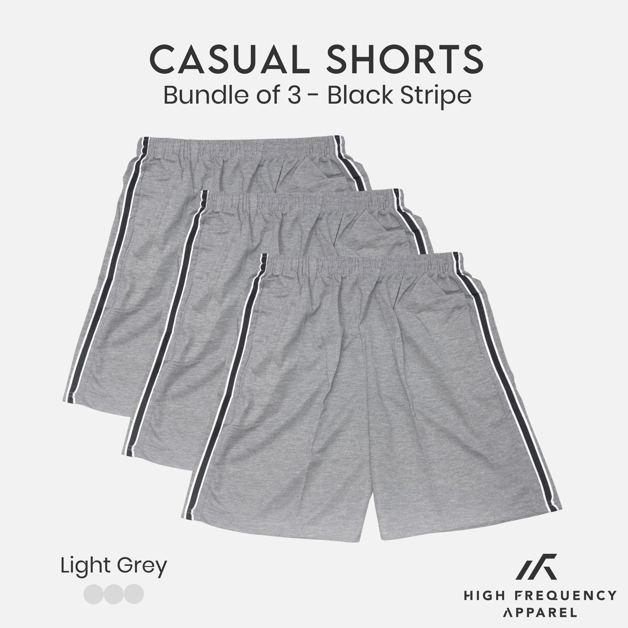 [Bundle of 3] Black Stripe Unisex HF Casual Shorts