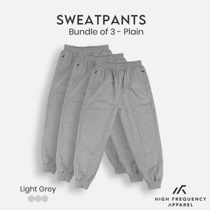 [Bundle of 3] Plain Sweatpants Unisex HF Casual Joggers