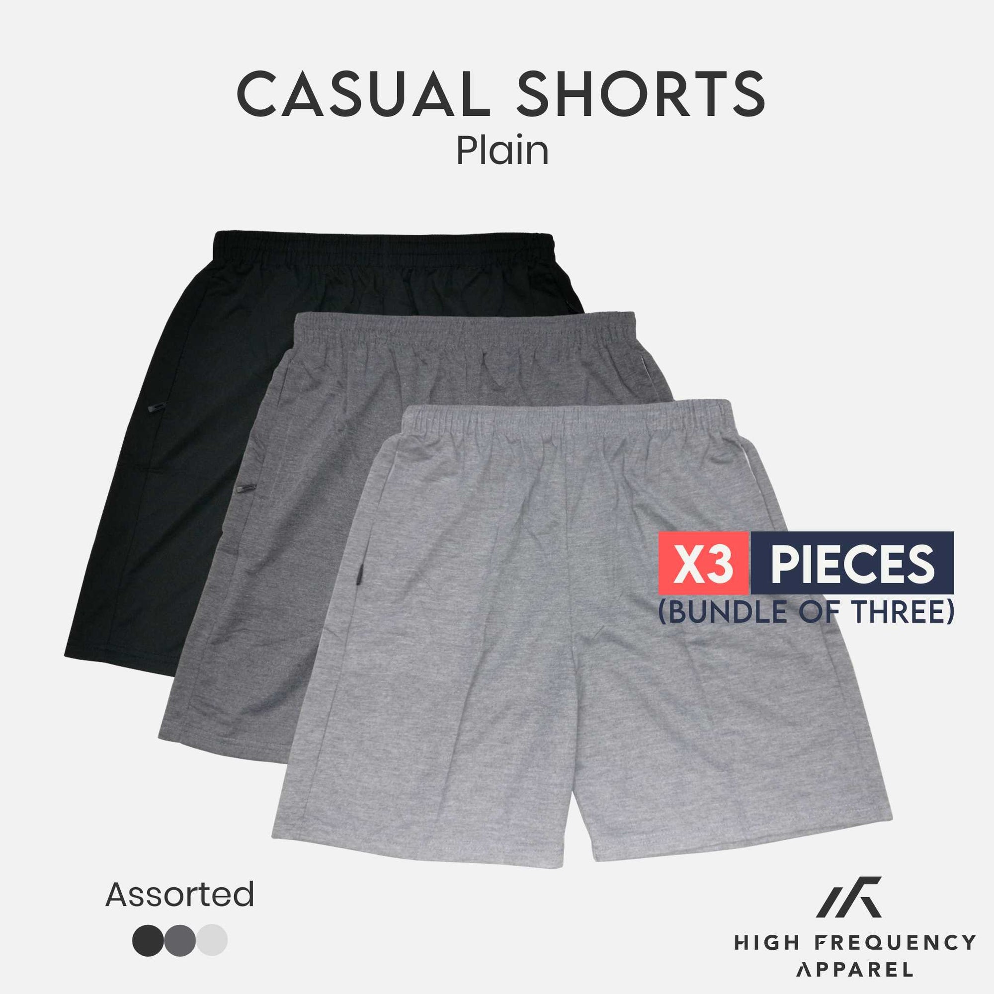 [BUNDLE OF 3] Free Size Plain Unisex Ultra Lightweight Shorts