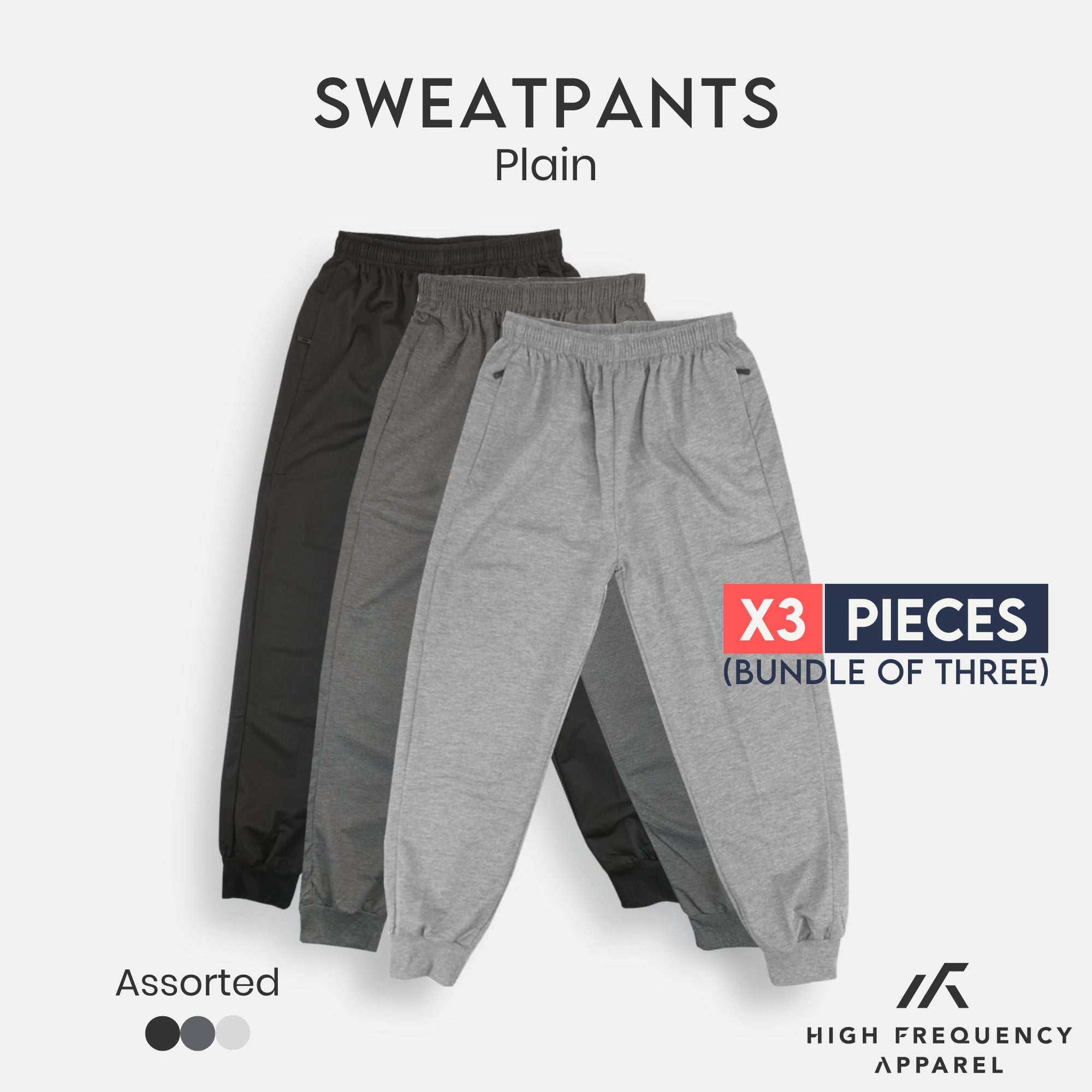 [BUNDLE OF 3] Unisex Plain Ultra Lightweight Sweatpants